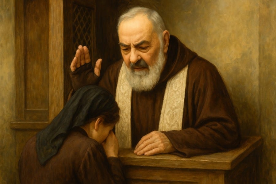 Santo Padre Pio Pietrelcina Confessando
