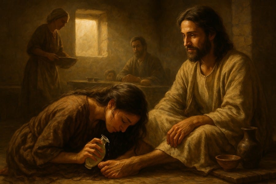 Maria de Betânia unge Jesus